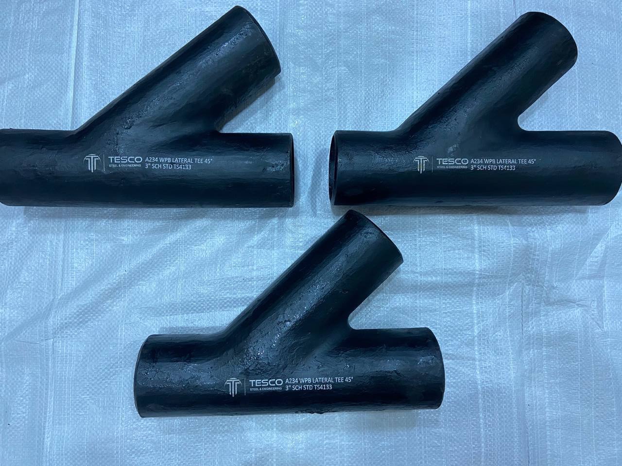 45 degree lateral tees in ASTM A234 WPB carbon steel with buttweld ends — Tesco Steel & Engineering