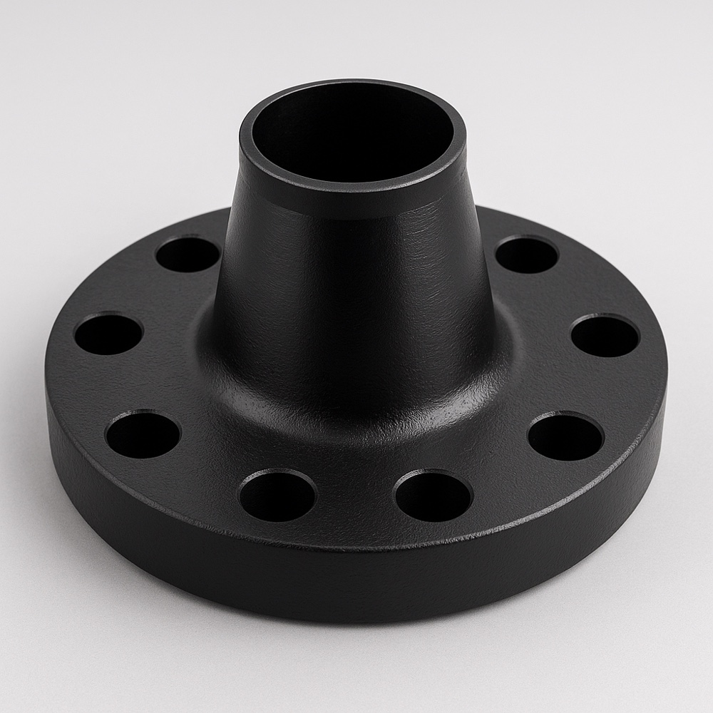 ASTM A105 carbon steel weld neck flange, black coated with raised face — Tesco Steel & Engineering