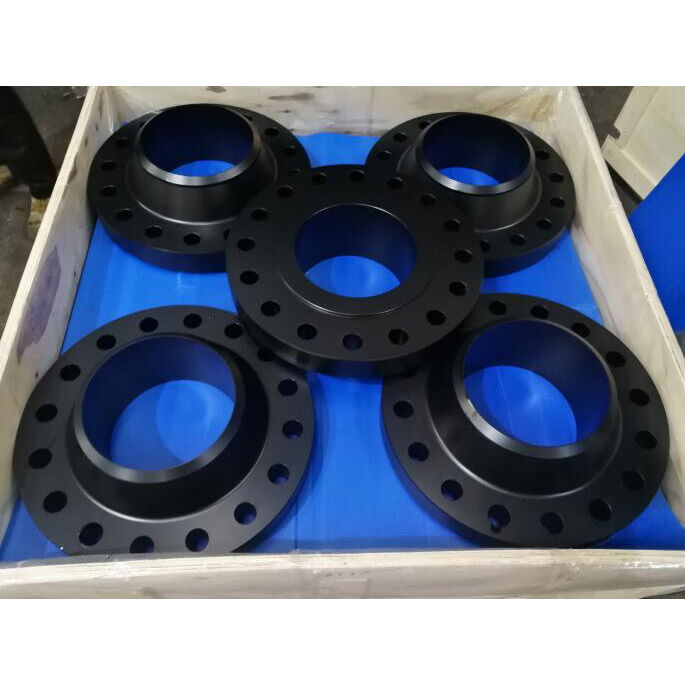 ASTM A182 F5 alloy steel flanges packed in wooden export crate — Tesco Steel & Engineering