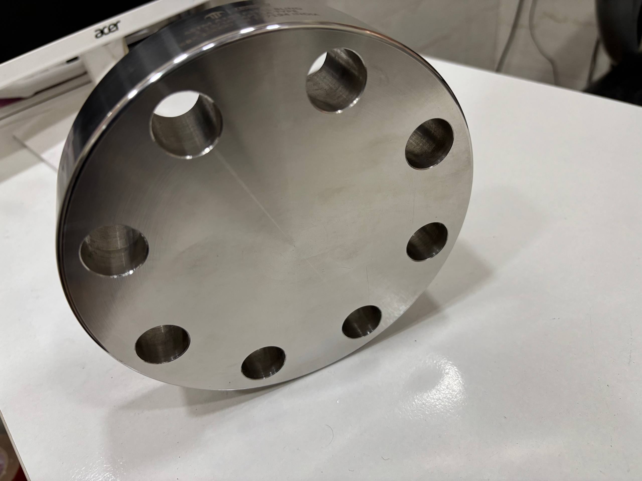 Large diameter duplex steel blind flange showing machined bolt circle and bore face — ASTM A182 F51 F60, Tesco Steel & Engineering India