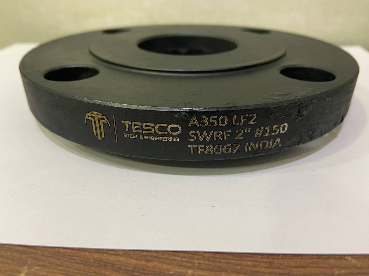 ASTM A350 LF2 socket weld raised face flange 2 inch Class 150 manufactured and stamped by Tesco Steel & Engineering India — low-temperature alloy steel SWRF flange