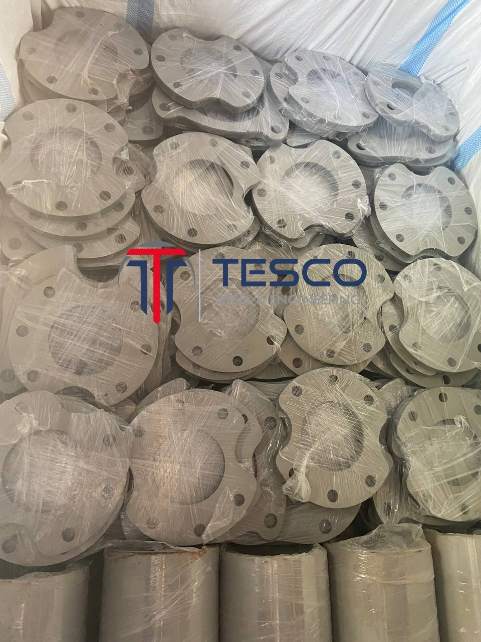 Monel 400 blind flanges individually plastic-wrapped and bulk-packed in export container — ASTM B564 UNS N04400, Tesco Steel & Engineering Mumbai India
