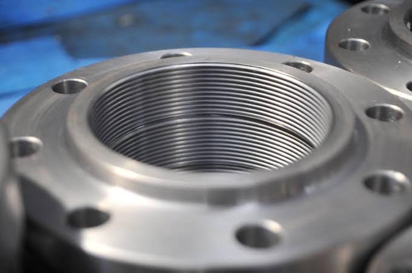 Internally threaded companion flange with machined NPT threads at Tesco Steel & Engineering India