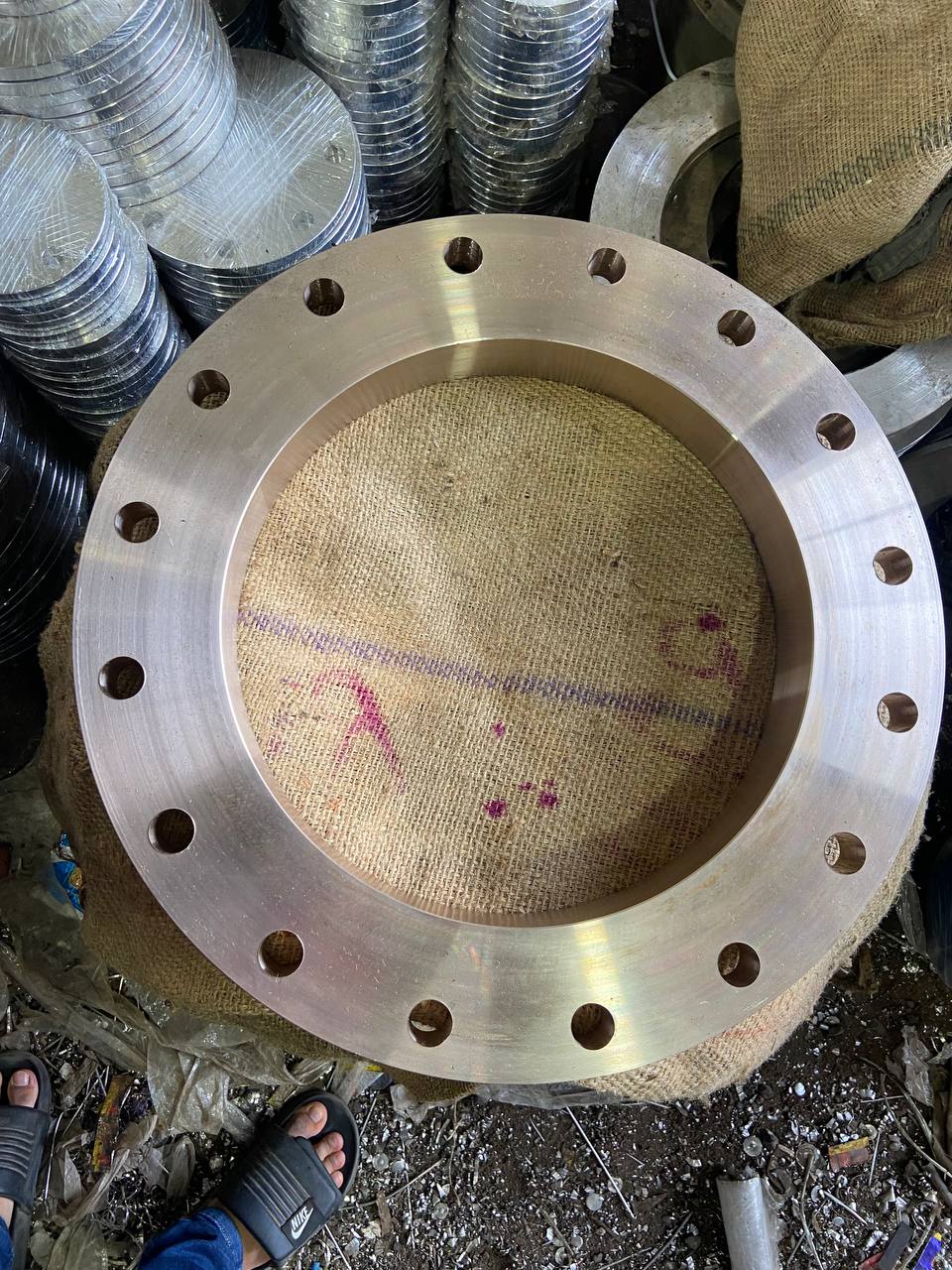 Large diameter Copper Nickel 70/30 blind flange with precision-machined raised face and bolt holes finished product