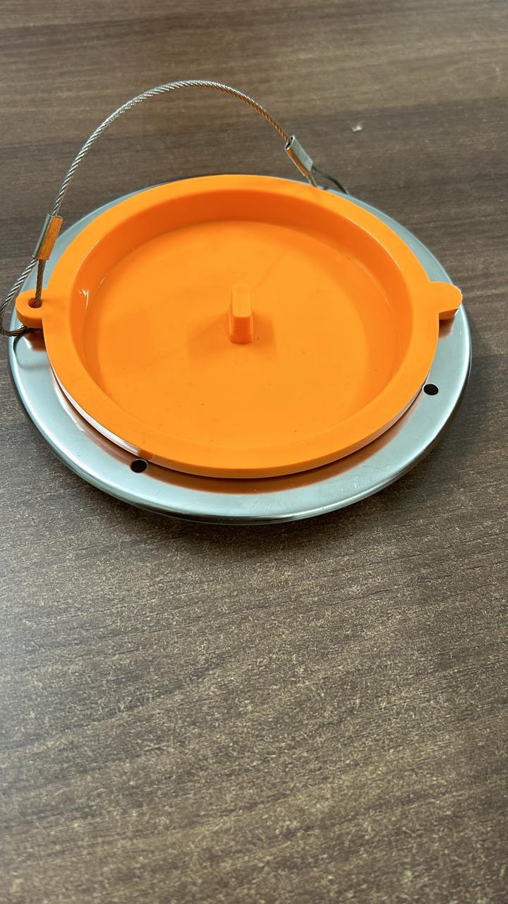 Silicone insulation inspection plug seated in SS304 stainless steel flange with stainless steel lanyard — CUI inspection port by Tesco Steel & Engineering